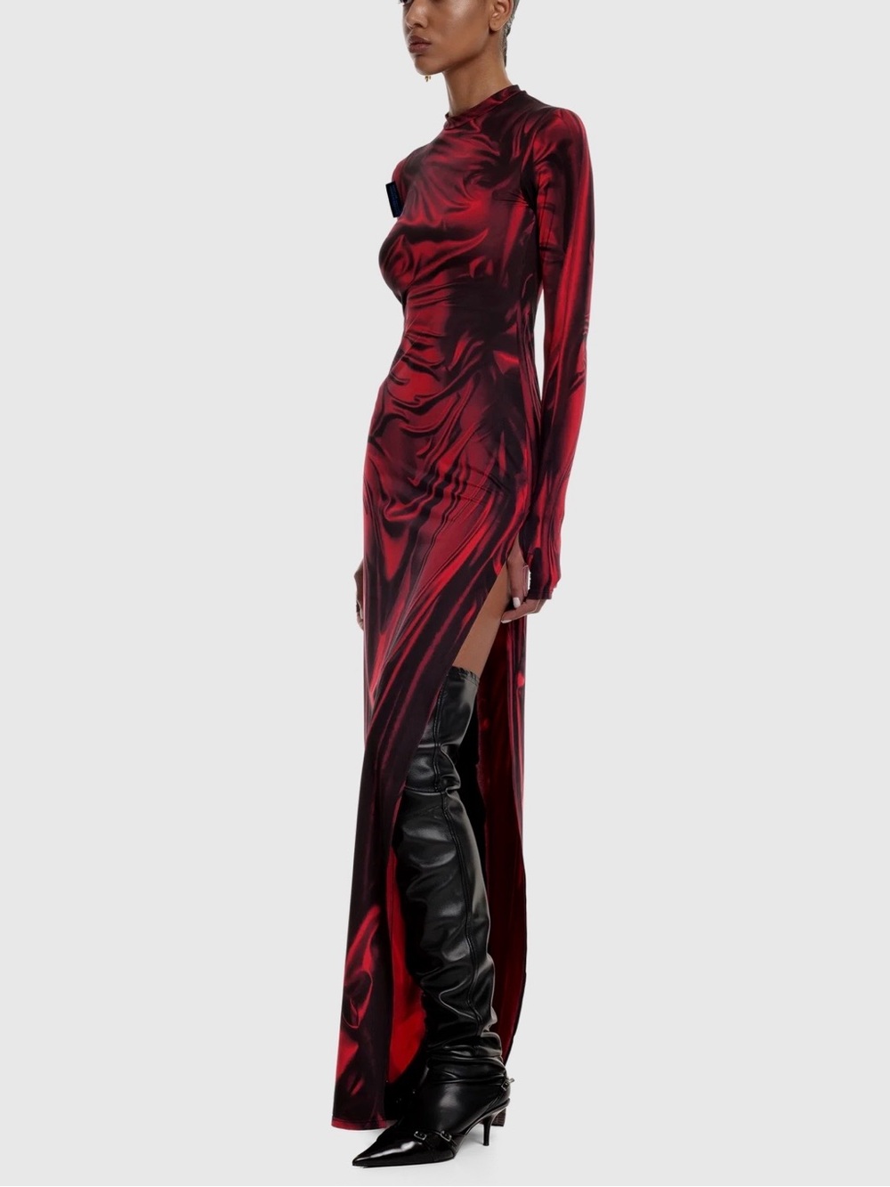 KETA GUTMANE Red Wetlook Maxi Dress - Picture 2 of 7